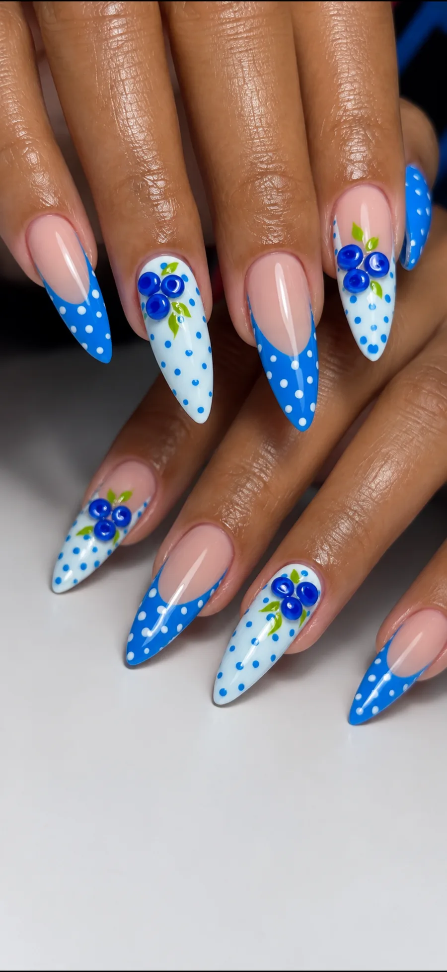 Blueberry 3D charm nail set